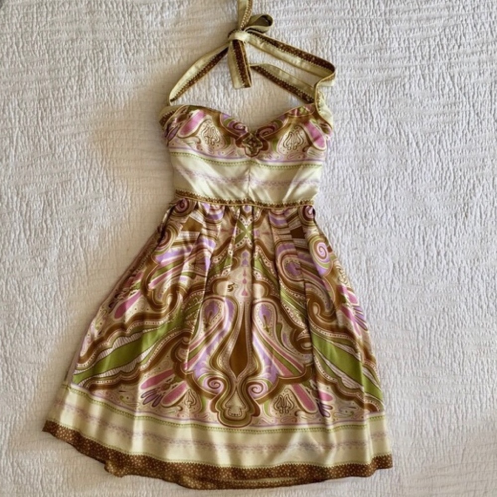 NICOLE MILLER - Silk party dress. Paisley multicol